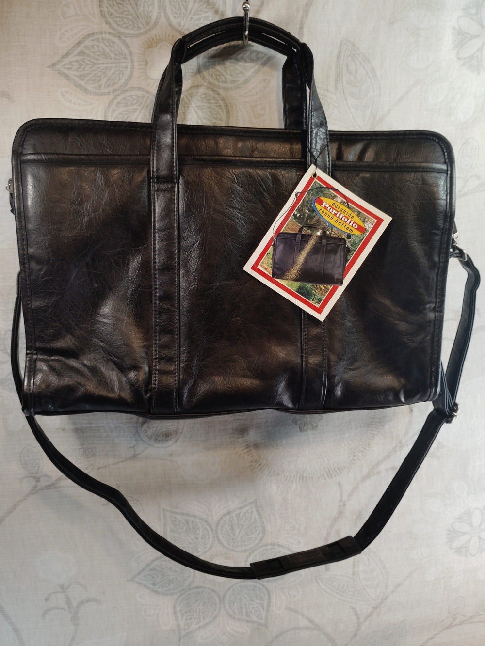 Durahide Portfolio Black Leather Messenger/Briefcase Bag w/Shoulder Strap